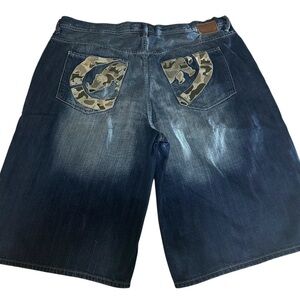Ecko Unlimited Green Camouflage Jean Y2K Shorts